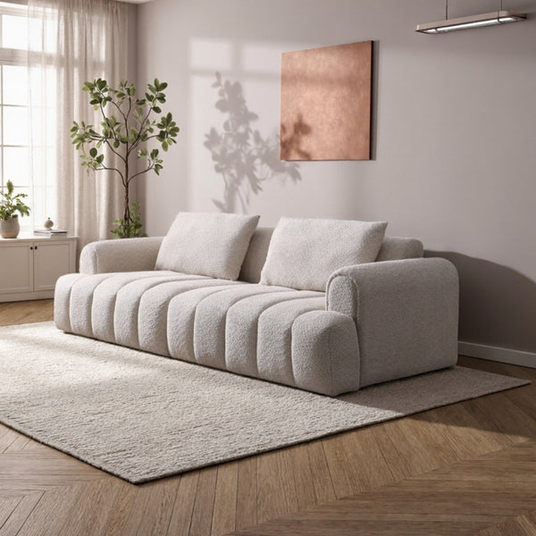 English Elm 2ps, Arc Chenille Sectional Sofa with Tufted Back for Apartments and Living Rooms W2664S00079