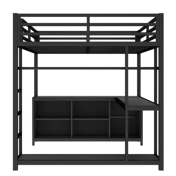 English Elm Metal Twin Xl Loft Bed with L Shaped Desk Wardrobe and Storage for Teens W1580S00417