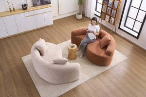 English Elm LY-042 Zen-Inspired S-Curved Dual-Depth Loveseat with Chenille Upholstery, Ready-to-Use Comfort Coral W2231P329722