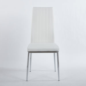 English Elm Chair Chair Set Of 4 With Chrome Legs And White Seats – Modern, Durable Design For Stylish Dining Spaces W234P302682