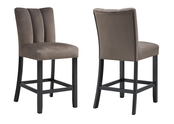 English Elm 5pc Counter Height Dining Set with Round Weathered Table and Plush High-Back Upholstered Chairs for Stylish Comfort and Everyday Entertaining Black,Brown,Cream,Mocha 48.5 L x 48.5 W x 9 H B011S01935