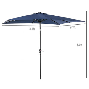 English Elm Sun Solar Patio Umbrella with Built-in Led Rib Lights for Deck or Poolside Use T3971P388828
