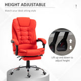 English Elm Homcom High Back Ergonomic Executive Office Chair, Pu Leather Computer Chair With Retractable Footrest, Lumbar Support, Padded Headrest and Armrest, Red