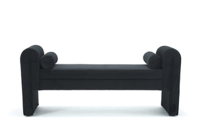 English Elm 60-inch Velvet Storage Bench Upholstered Seat with Hidden Compartment for Bedroom Entryway Black W2795P429886