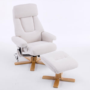 English Elm Black Pu Leather Swivel Accent Chair with Ottoman Heated Massage Wood Base Lounge W3248P464442