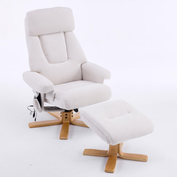 English Elm Black Pu Leather Swivel Accent Chair with Ottoman Heated Massage Wood Base Lounge W3248P464442