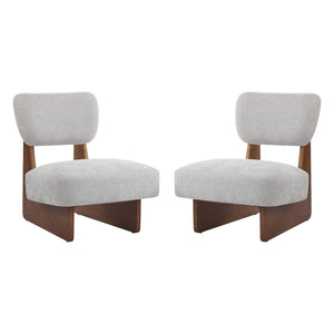 English Elm [set of 2] Beige Polyester Barrel Lounge Chairs with Black Wood Base for Living Room Grey,Walnut N767P373046L