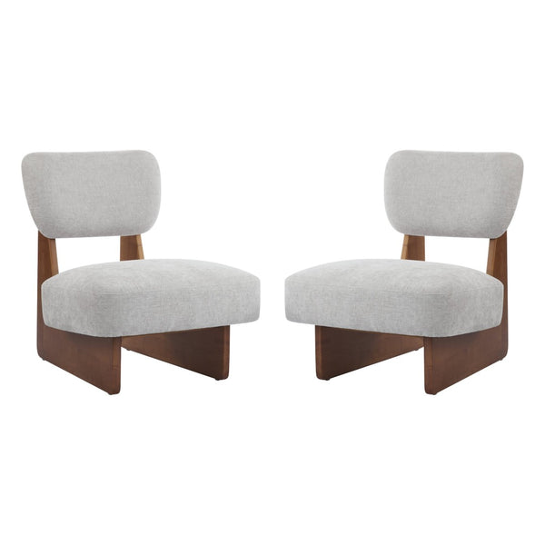 English Elm [set of 2] Beige Polyester Barrel Lounge Chairs with Black Wood Base for Living Room Grey,Walnut N767P373046L