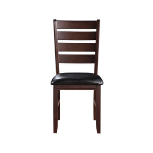 English Elm Black Ladder Back Side Chairs Set of 2 with Cherry Finish, Faux Leather Upholstery, Sturdy Rubberwood Design Black B062P186529