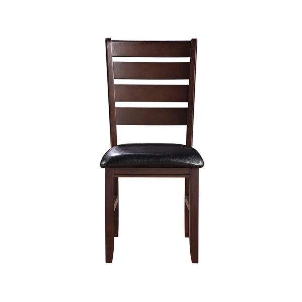 English Elm Black Ladder Back Side Chairs Set of 2 with Cherry Finish, Faux Leather Upholstery, Sturdy Rubberwood Design Black B062P186529