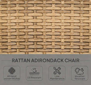 English Elm Soft Cushioned Wicker Adirondack Patio Chair with Tall Curved Back and Wide Armrests T3971P417339