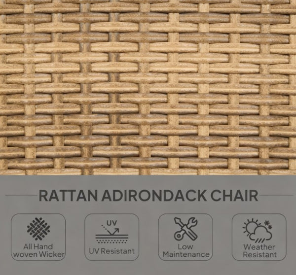 English Elm Soft Cushioned Wicker Adirondack Patio Chair with Tall Curved Back and Wide Armrests T3971P417339