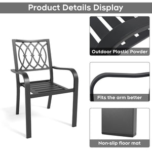 English Elm Chair Heavy Duty Metal Stackable Slatted Seat Ergonomic All Weather Patio Dining W3979P392947