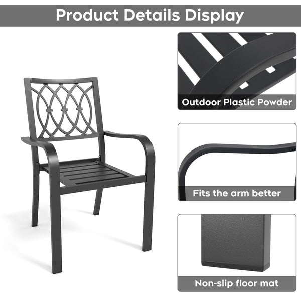 English Elm Chair Heavy Duty Metal Stackable Slatted Seat Ergonomic All Weather Patio Dining W3979P392947