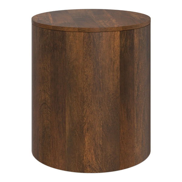 English Elm Millbury Solid Mango Wood Side Table Walnut Finish Farmhouse Accent for Any Room B136P419856