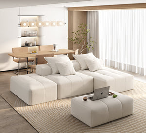English Elm Modern Oversized Modular Sectional Sofa With Soft Chenille Fabric, Customizable Layout & 4 Pillows W1885S00057