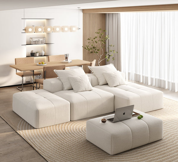 English Elm Modern Oversized Modular Sectional Sofa With Soft Chenille Fabric, Customizable Layout & 4 Pillows W1885S00057