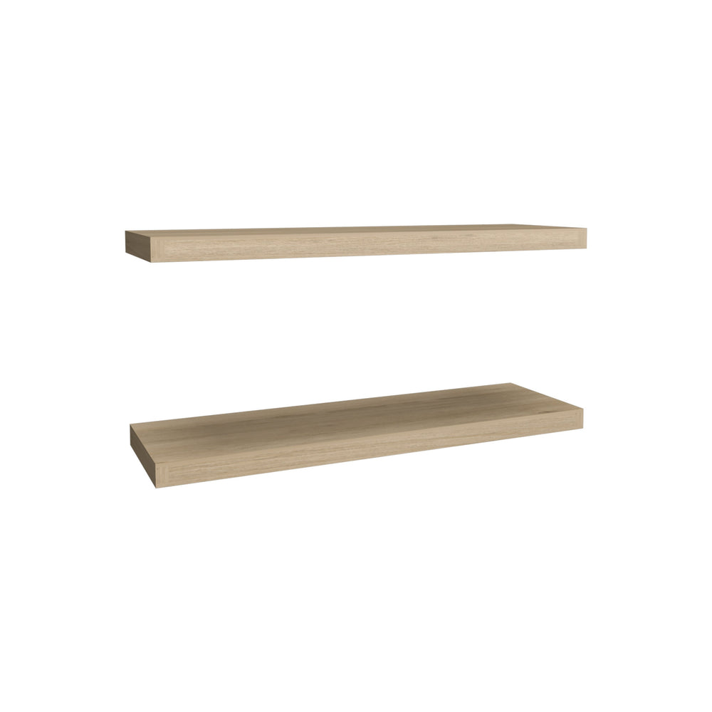 English Elm Floating Shelves - Modern Light Pine Design, 2 Durable Shelves For Stylish Storage & Display Solutions B097P250925