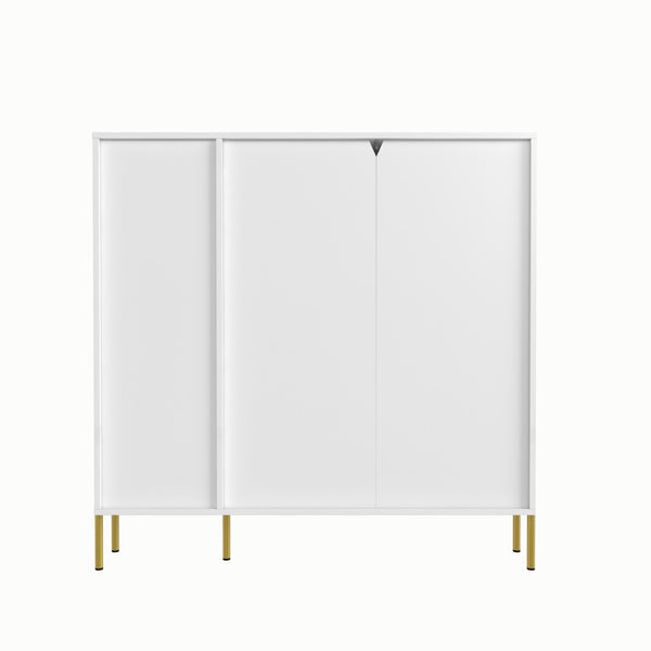 English Elm Mdf Herringbone Shoe Cabinet Gold Hardware Entryway Organizer Holds 16 Pairs White T3609P482837