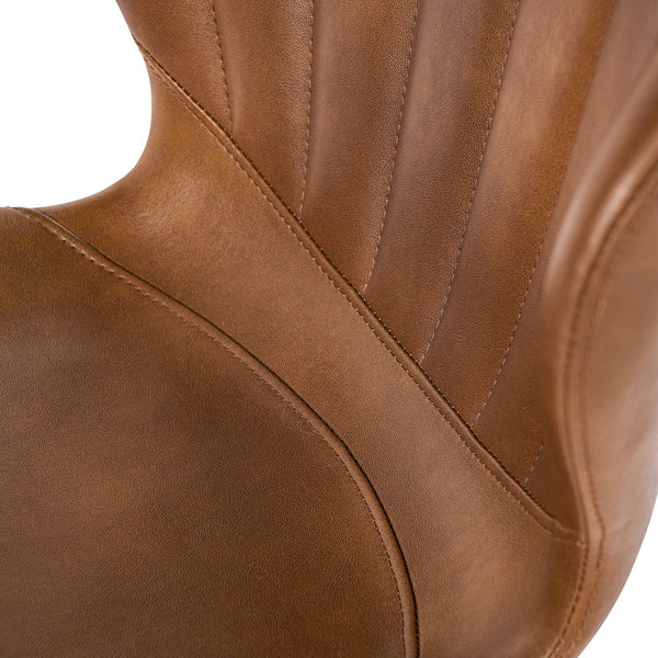 Sunpan Arabella Office Chair - Stylish Swivel Design with Channel Tufting, Black Steel Legs & Easy Mobility Bravo Cognac