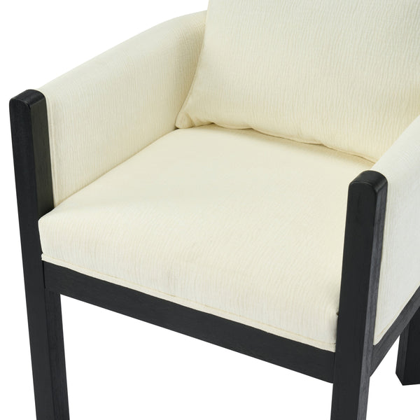 English Elm Christopher Knight Home® - Linen Upholstered Armchair Set Of 2 – Elegant White Chairs With Black Rubber Wood Legs For Modern Spaces N768P305168B