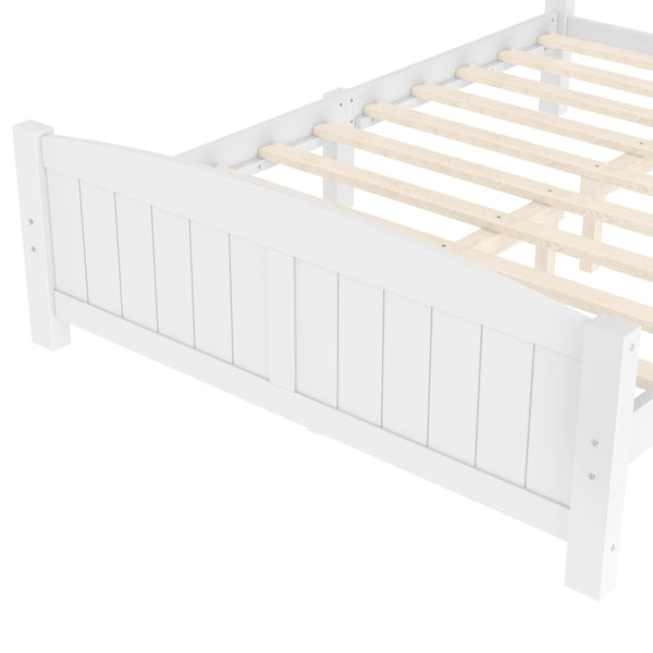 English Elm Full Metal Loft Bed with Sturdy Frame, Easy-Climb Ladder, Guardrails & Underbed Storage Space Light White W1580P374310