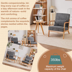 English Elm Mid-Century Accent Chair & Coffee Table Set - Vintage Luxury Design For Cozy Living Spaces & Relaxation W2989P362780