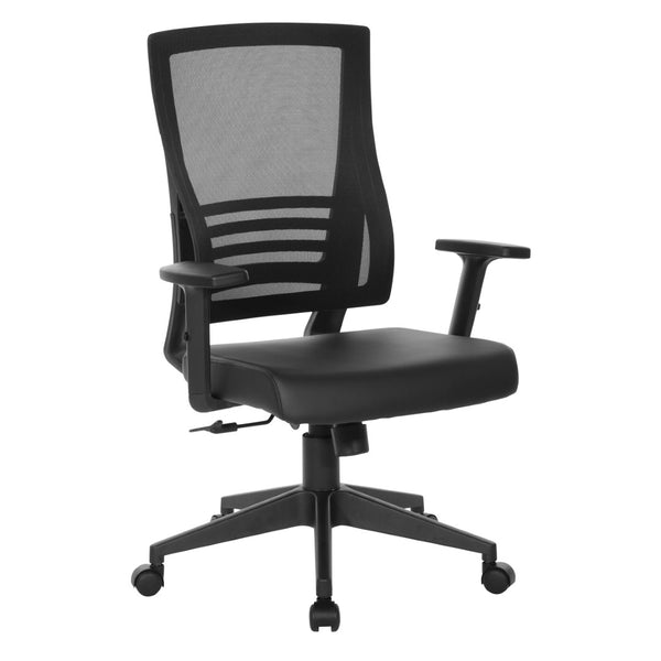 OSP Home Furnishings Vertical Mesh Back Ergonomic Office Chair with Lumbar Support and Faux Leather Seat EM60930-U6