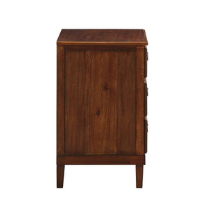 English Elm Chamberlin Brown Solid Wood 3-Drawer Nightstand with Antique Bronze Rings, Full-Extension Glides, 27" H B050P376938