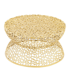 English Elm T3704-35 Round Aluminum Lattice Coffee Table with Sculptural Cutout Design for Modern Lofts Gold B009P417513