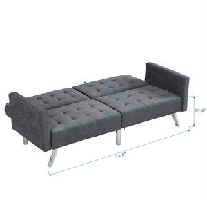 English Elm Sofa Convertible Linen Sofa Bed with Split-Back Recline, 3 Positions, Breathable Comfort for Small Spaces Dark Gray 41.3 L x 34.7 W x 8.2 H W2297S00005