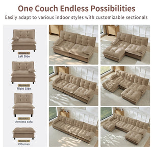 English Elm 77 Inch Chenille Cloud Loveseat Modular Deep Seat Sofa for Living Room or Apartment Light Coffee W714S01691