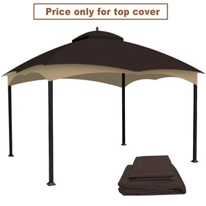 English Elm Replacement Canopy Top Heavy Duty 10x12 Gazebo Roof with Vent, UV Water-Repellent Fabric, Mosquito Netting Brown W419P208850