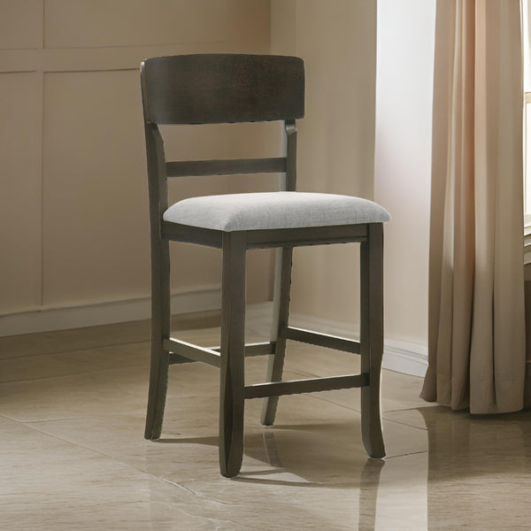 English Elm Kimberly Stackable Counter Stools Black Wood Frame Gray Upholstered Seat Set of 2 B056P416866