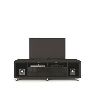 Cabrini TV Stand 1.8 in Black Gloss and Black Matte 15413 Manhattan Comfort