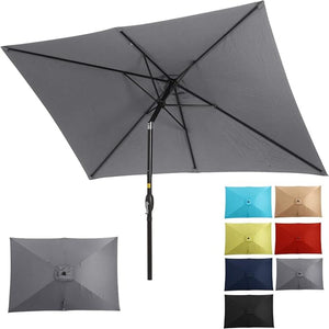 English Elm 6.5 X 10 Ft Rectangular Outdoor Patio Umbrella with Crank Tilt Uv Resistant Canopy Gray B082P454956
