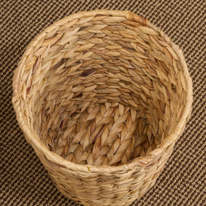 English Elm Water Hyacinth Round Woven 11" Planter & Storage Basket, Breathable Rustic Brown Décor Organizer B093P295027
