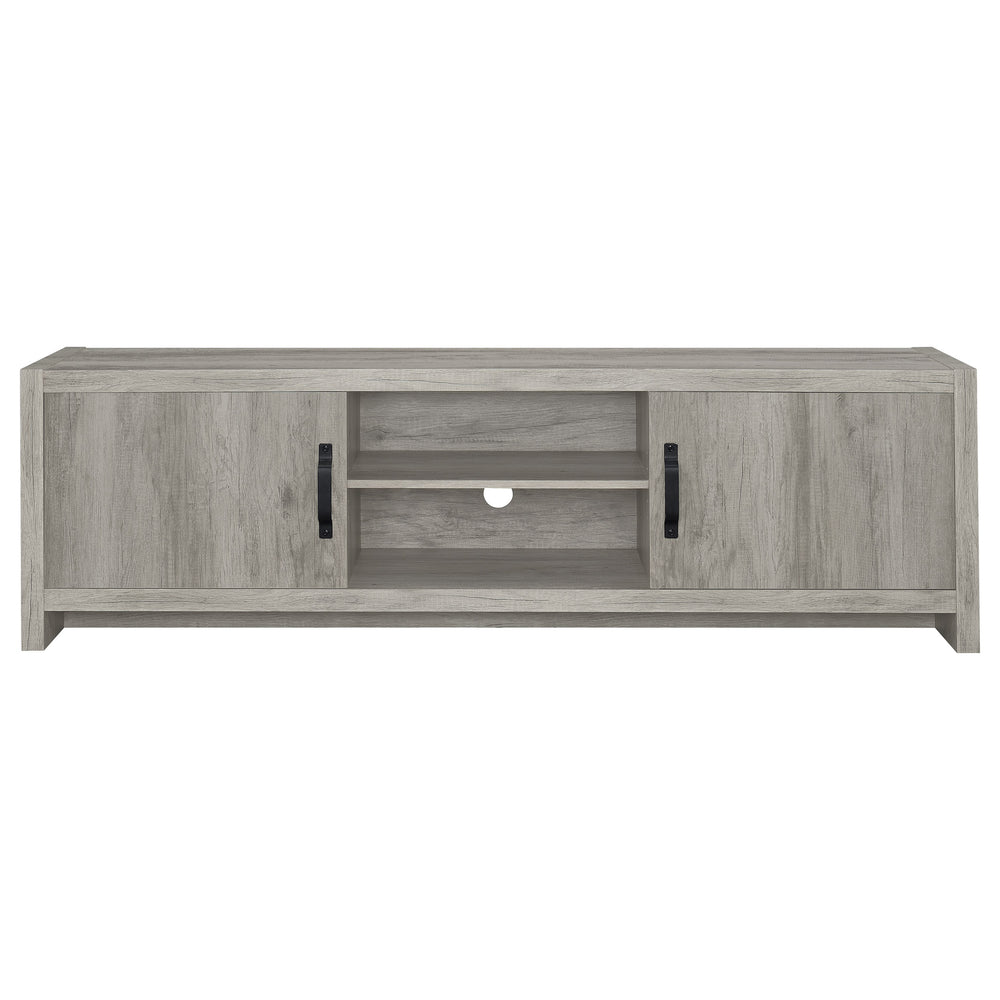 English Elm Conifer 71" Grey Driftwood TV Stand - Low Wide Engineered Wood Console with Hidden Shelves & Open Center for Organized Living Rooms B062P375401