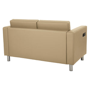 OSP Home Furnishings Atlantic Compact Loveseat with Built-in Usb Charging Ports and Chrome Legs for Modern Spaces Buff ATL52-R104
