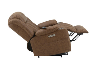 English Elm Pacay Faux Leather Aire Power Recliner with Lift, Heat & Massage, Pocket Coil Seat, Cup Holders Brown 35.1 L x 30.8 W x 30.4 H B2726P245483