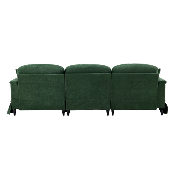 English Elm 103.15'' Chenille L-shaped Sectional Sofa with Detachable Pleated Skirt and Ottoman Green W3612S00046