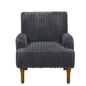 English Elm Modern Wide Wale Corduroy Accent Chair Solid Wood Legs Upholstered Living Room Seat Dark Grey W5568P445687