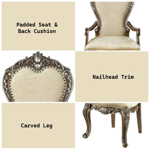 English Elm Latisha Upholstered Side Chair with Padded Back, Nailhead Trim and Sturdy Rubberwood Frame, Set of 2 Oak 47.24 L x 25 W x 14.96 H B2726P296304