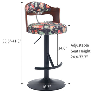 English Elm Adjustable Swivel Bar Stools - Solid Wood Backrest, Ergonomic Comfort, Set Of 2 For Kitchen & Dining W2195P205812