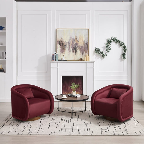 English Elm Swivel Barrel Chair Plush Teddy Fabric Pumpkin Silhouette for Living Room or Bedroom W3244P288860