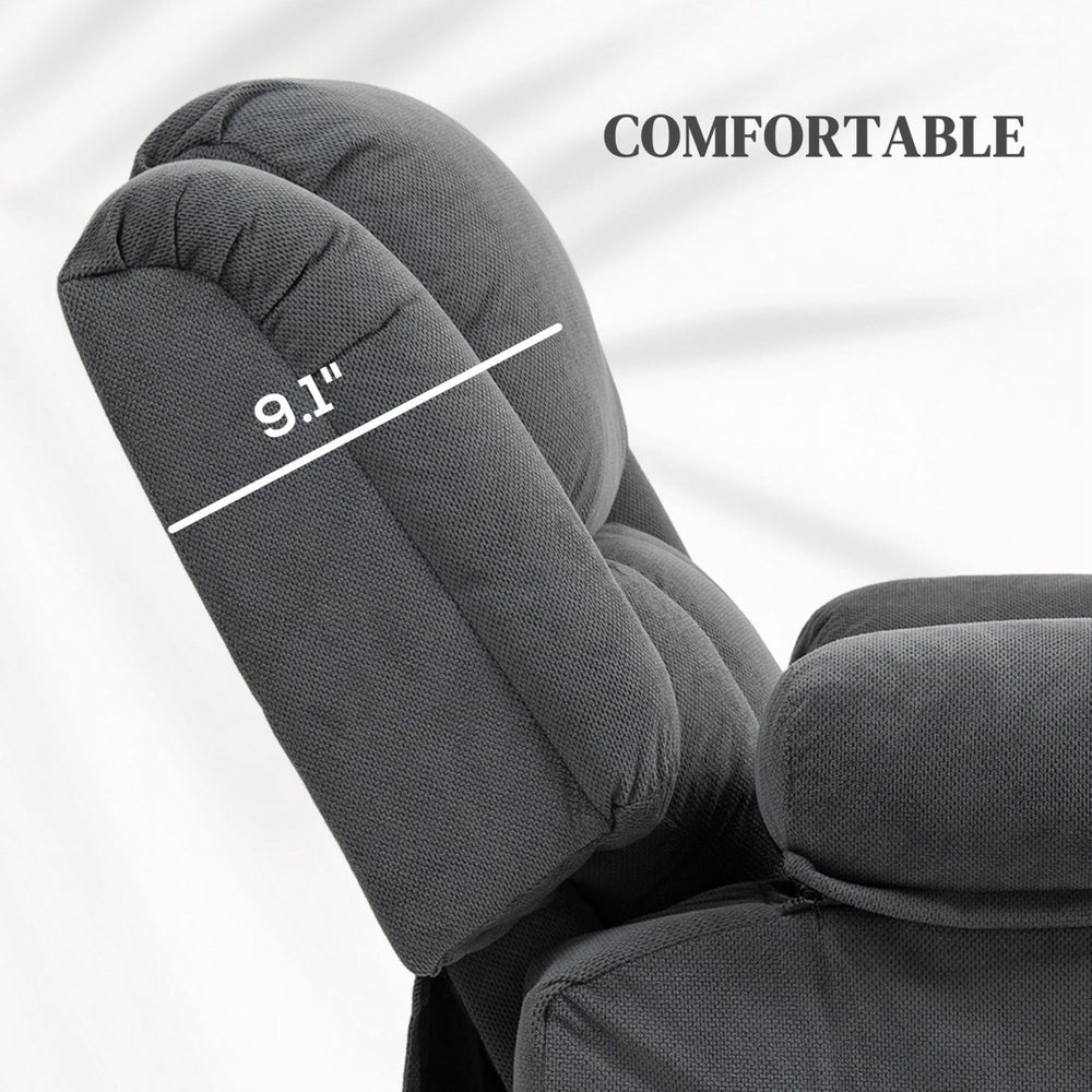 English Elm Massage Power Lift Recliner with Velvet Fabric Heat Lumbar and Eight Vibration Points T3971P405219
