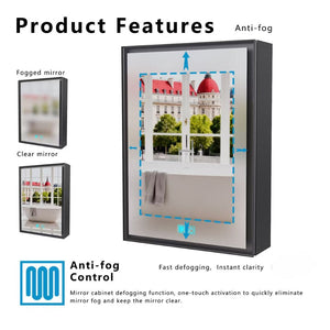 English Elm Led Aluminum Medicine Cabinet with Anti Fog Mirror and White Light for Bathrooms W3083P417741