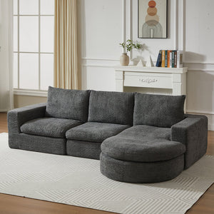 English Elm 99-Inch Chenille Cloud Curved Sectional Sofa With Reversible Chaise For Stylish Living Spaces W834S00477