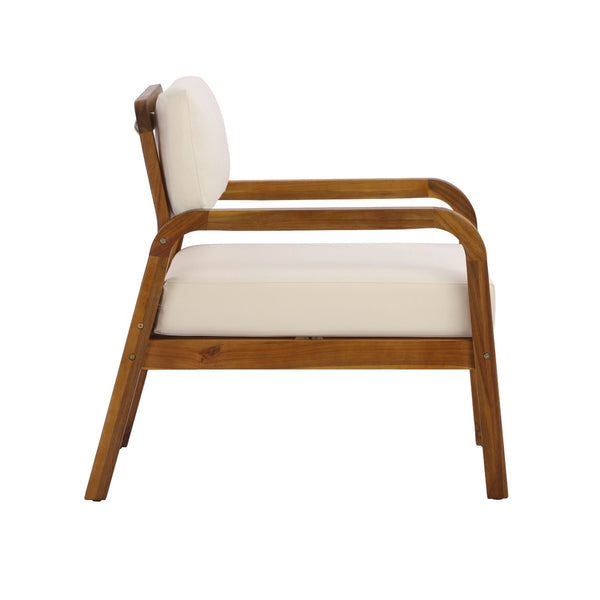 English Elm Outdoor Solid Acacia Wood Patio Armchair Teak Finish Slat Back Poolside Lounge N768P382498T_2