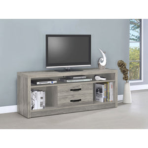 English Elm Bergeron Grey Driftwood TV Stand with 2 Drawers, Rustic Weathered Finish, Durable Engineered Wood Storage (59" Wide) B062P331091